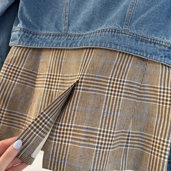 NWT Veronica Beard Keaton Combo Dickey Jacket Cropped Denim Checkered Vest Sz XS - Picture 14 of 14